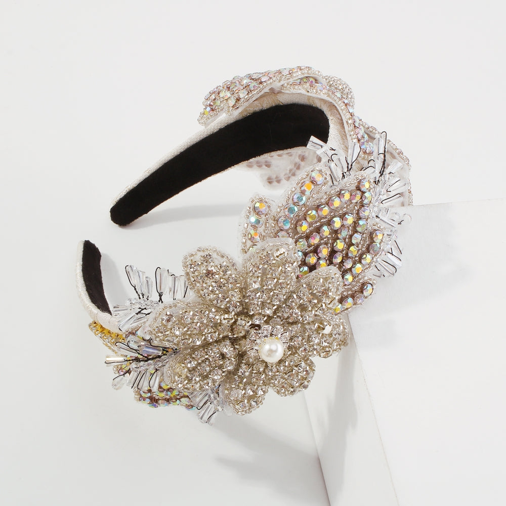 Full Rhinestone Floral Wedding Headband medyjewelry