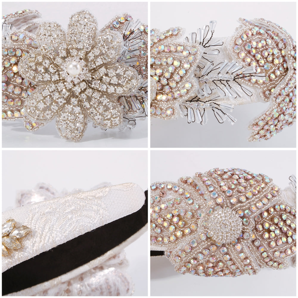 Full Rhinestone Floral Wedding Headband medyjewelry