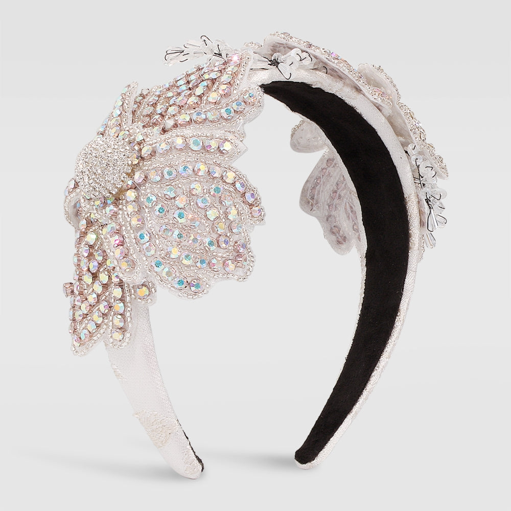Full Rhinestone Floral Wedding Headband medyjewelry
