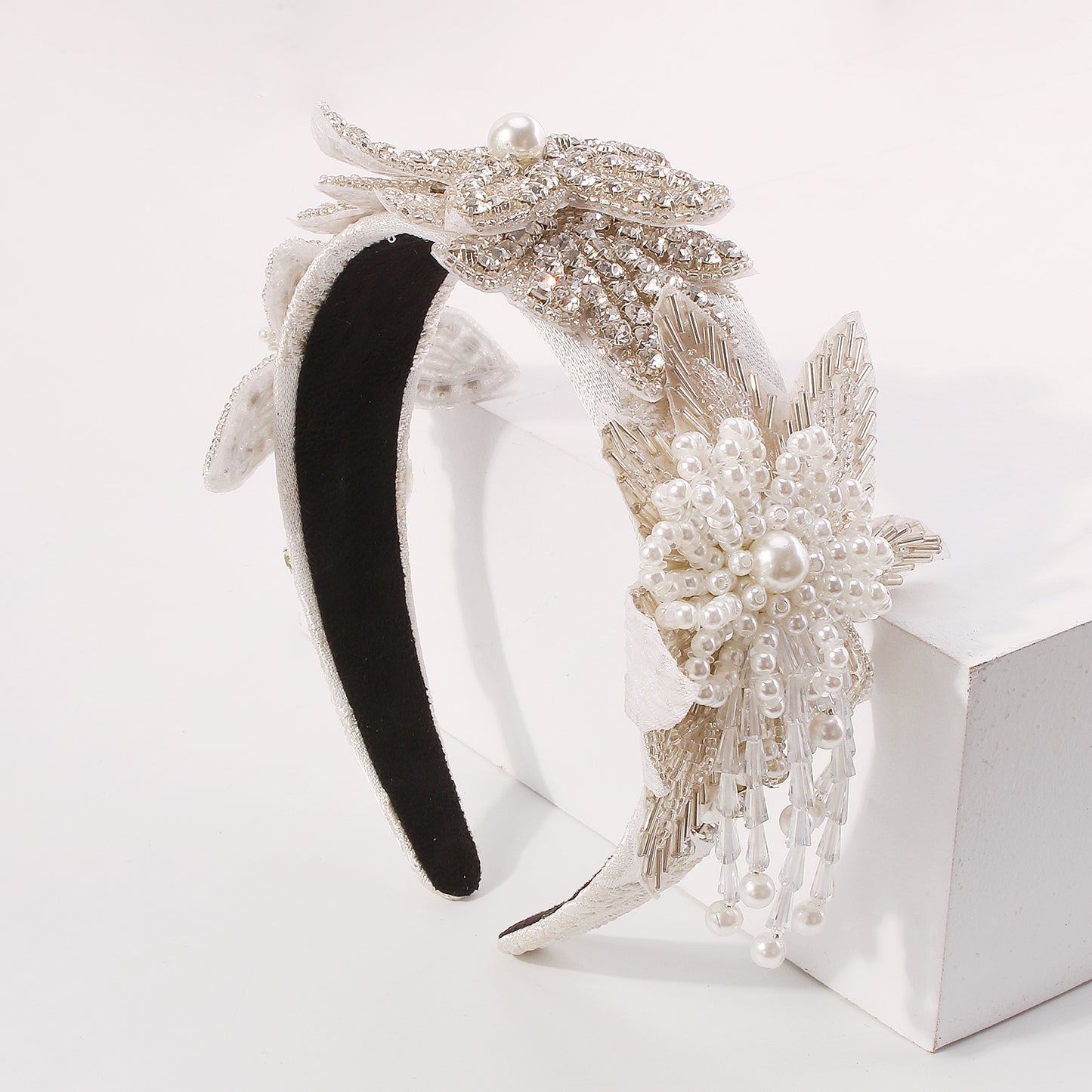Wedding Rhinestone & Pearl Headband medyjewelry