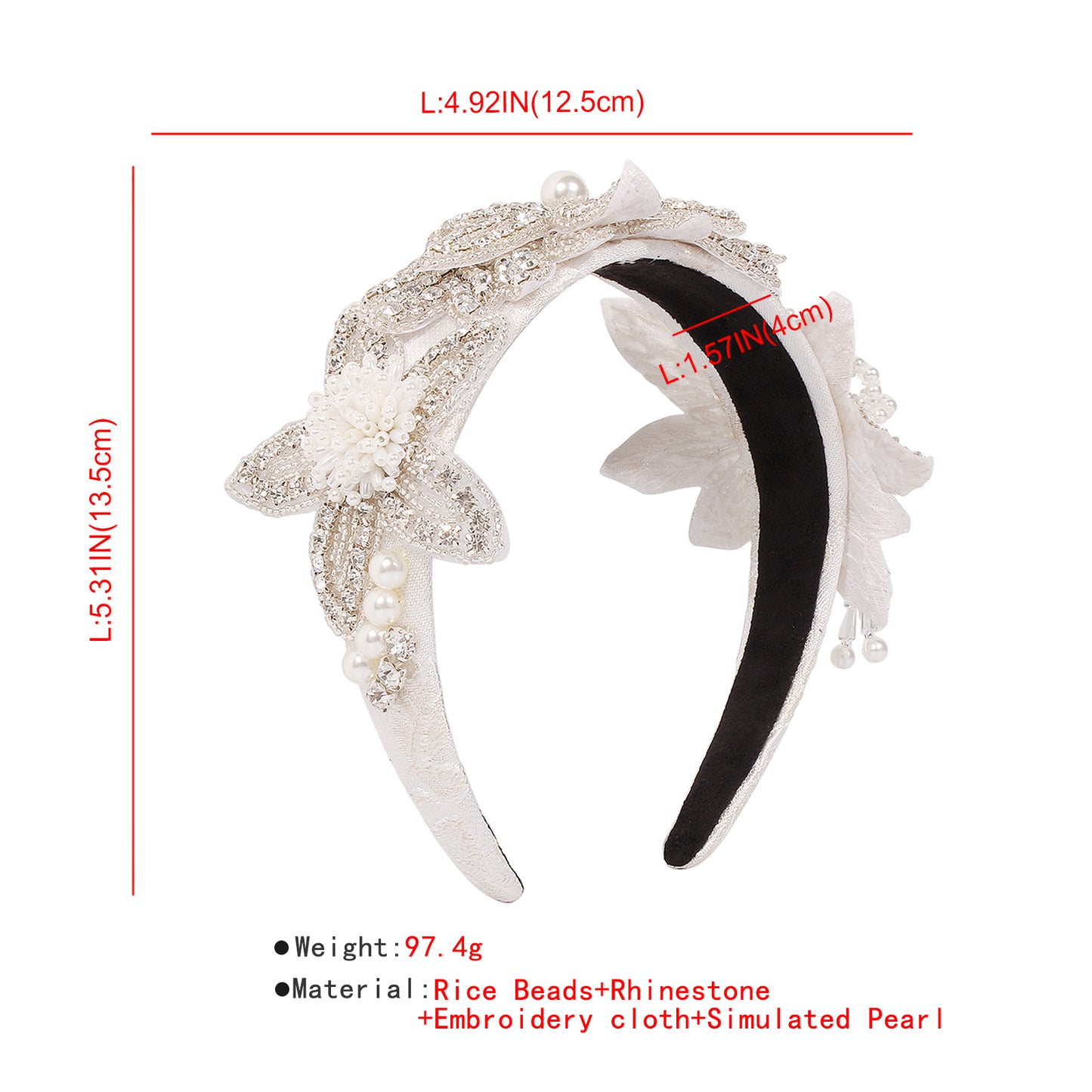 Wedding Rhinestone & Pearl Headband medyjewelry