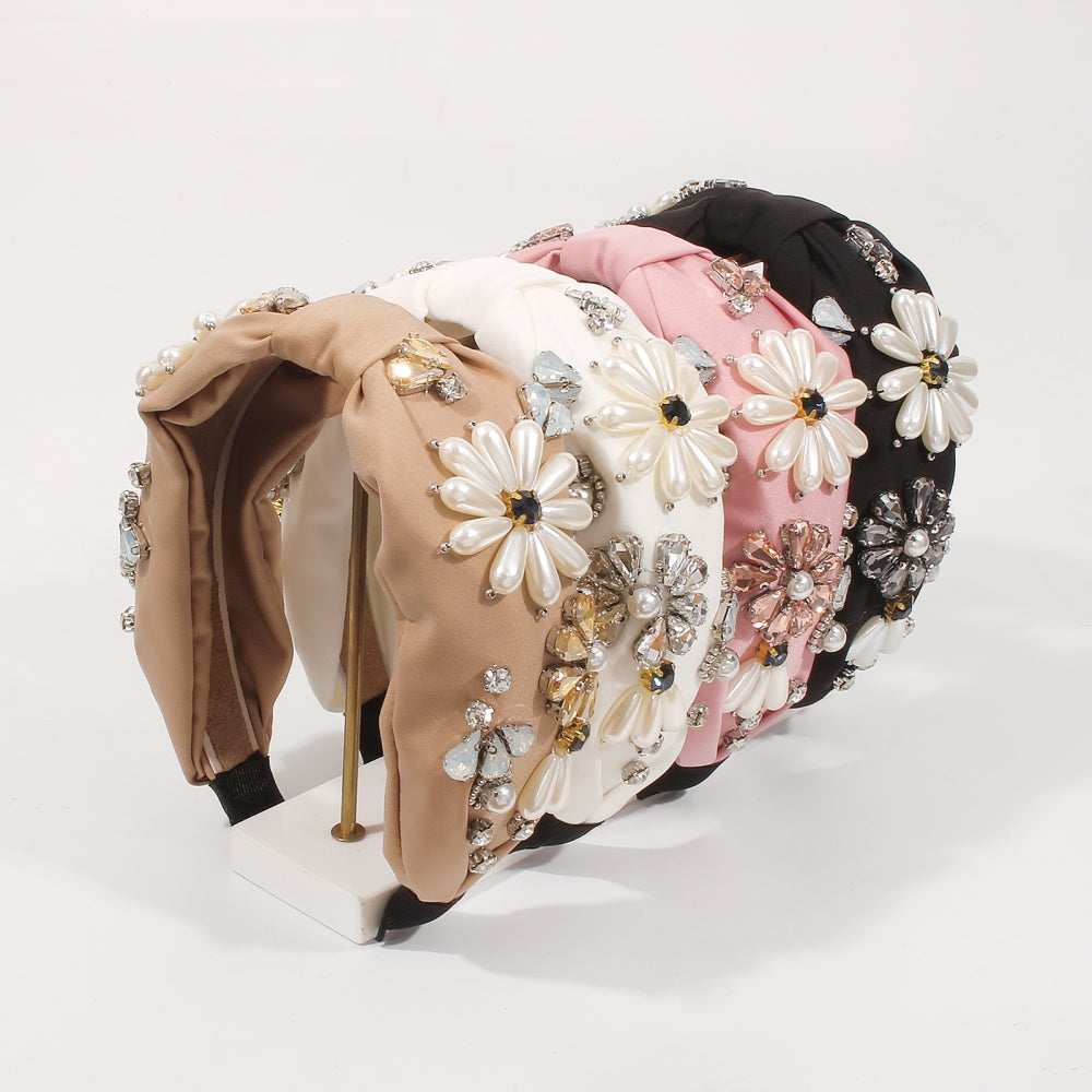 Top Knot Pastel Pearl Flower Headband medyjewelry