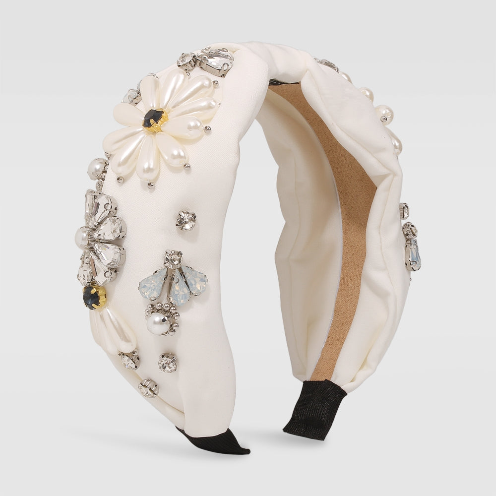 Top Knot Pastel Pearl Flower Headband medyjewelry