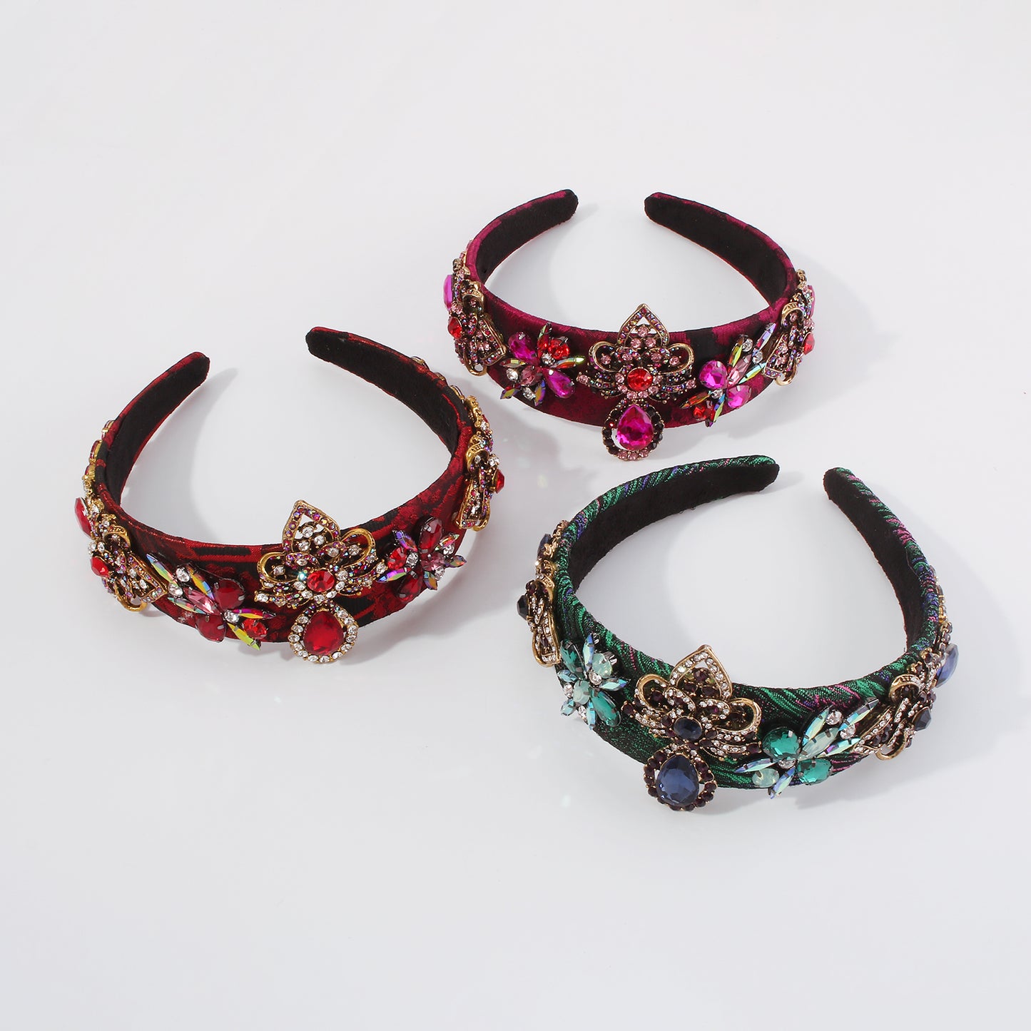 Luxurious Embroidery Flowers Bejeweled Rhinestone Headband medyjewelry