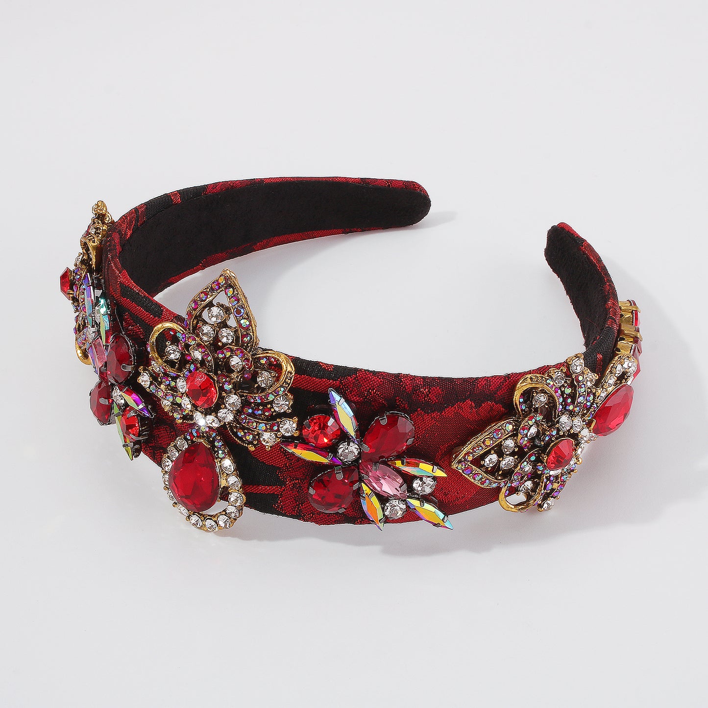 Luxurious Embroidery Flowers Bejeweled Rhinestone Headband medyjewelry