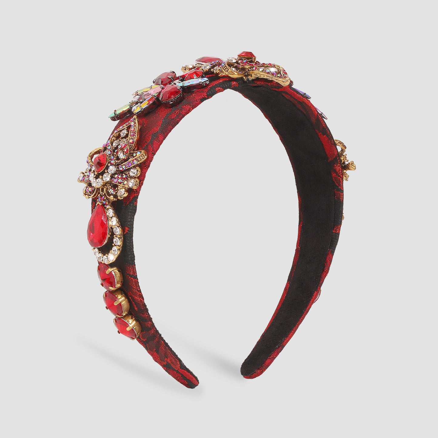 Luxurious Embroidery Flowers Bejeweled Rhinestone Headband medyjewelry