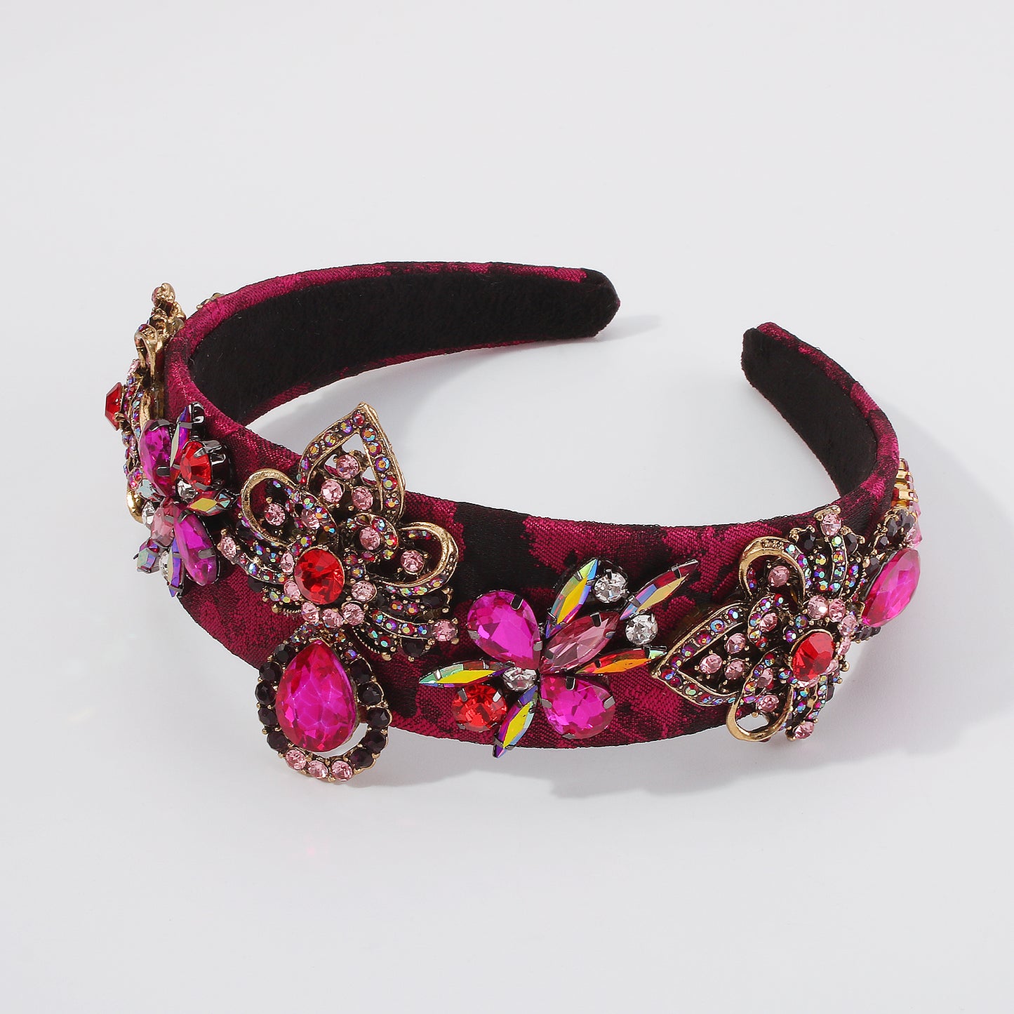 Luxurious Embroidery Flowers Bejeweled Rhinestone Headband medyjewelry