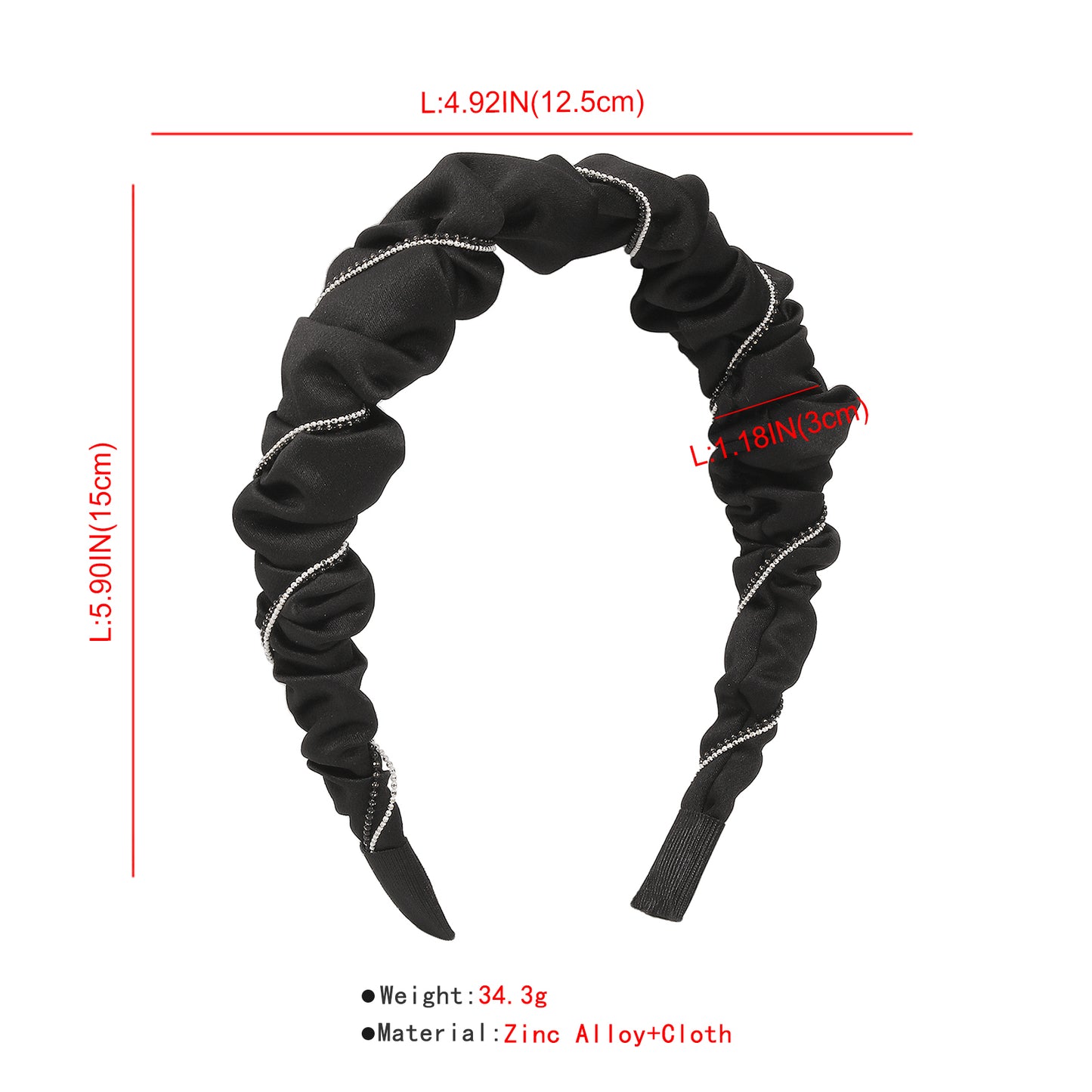 Solid Color Pleated Headband For Women medyjewelry