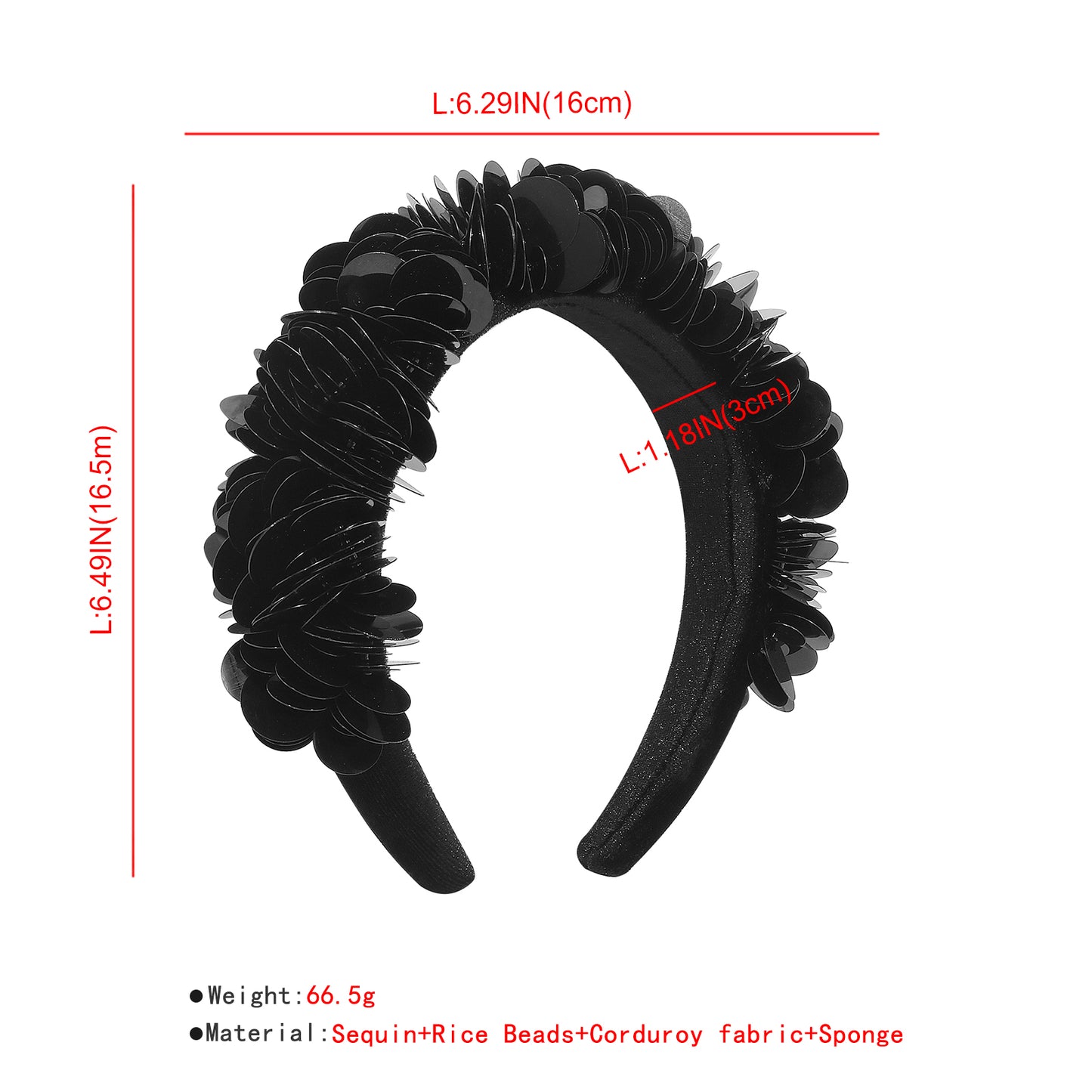 Large Sequin Sparkly Padded Headbands medyjewelry