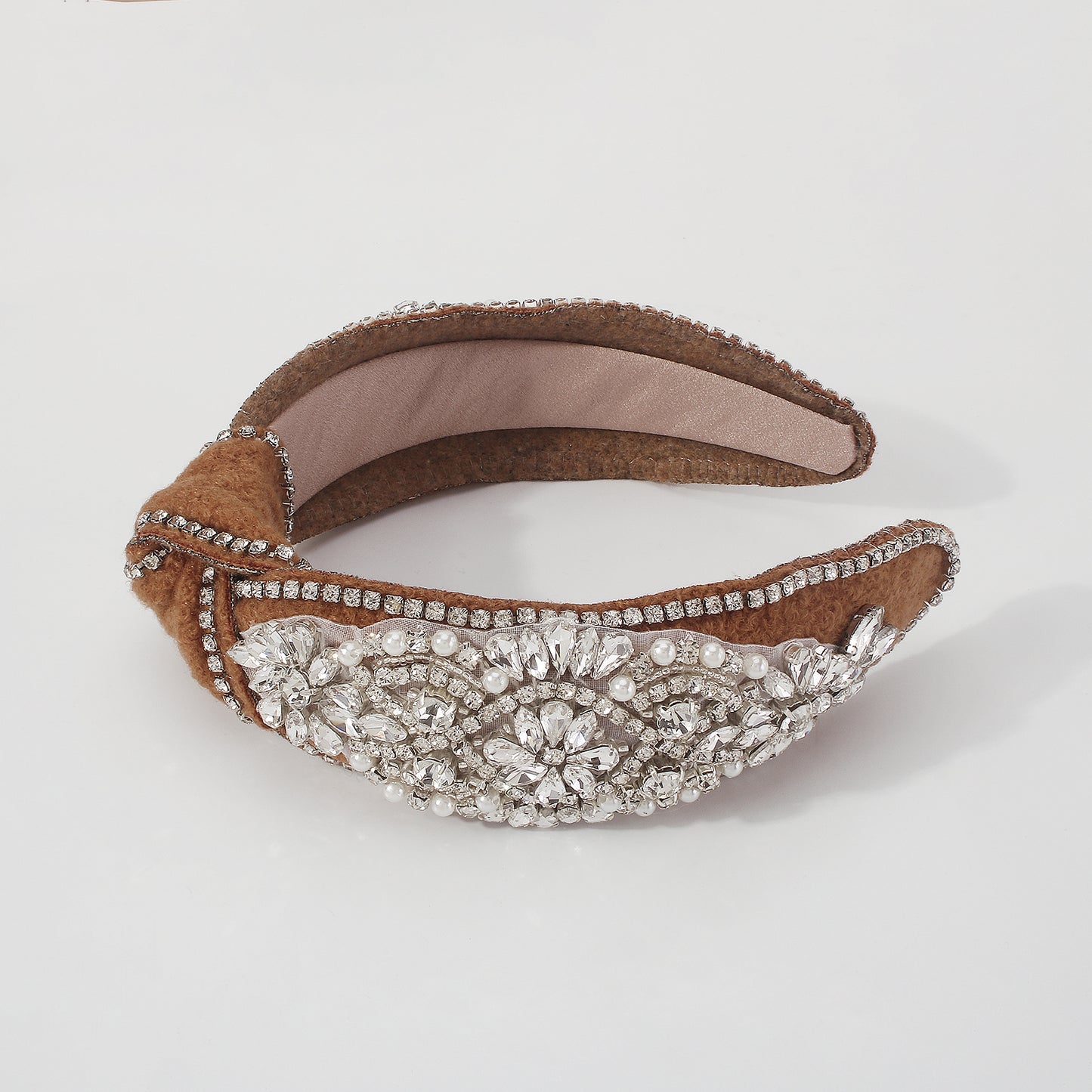New Winter Felt Full Rhinestone Topknot Headband medyjewelry