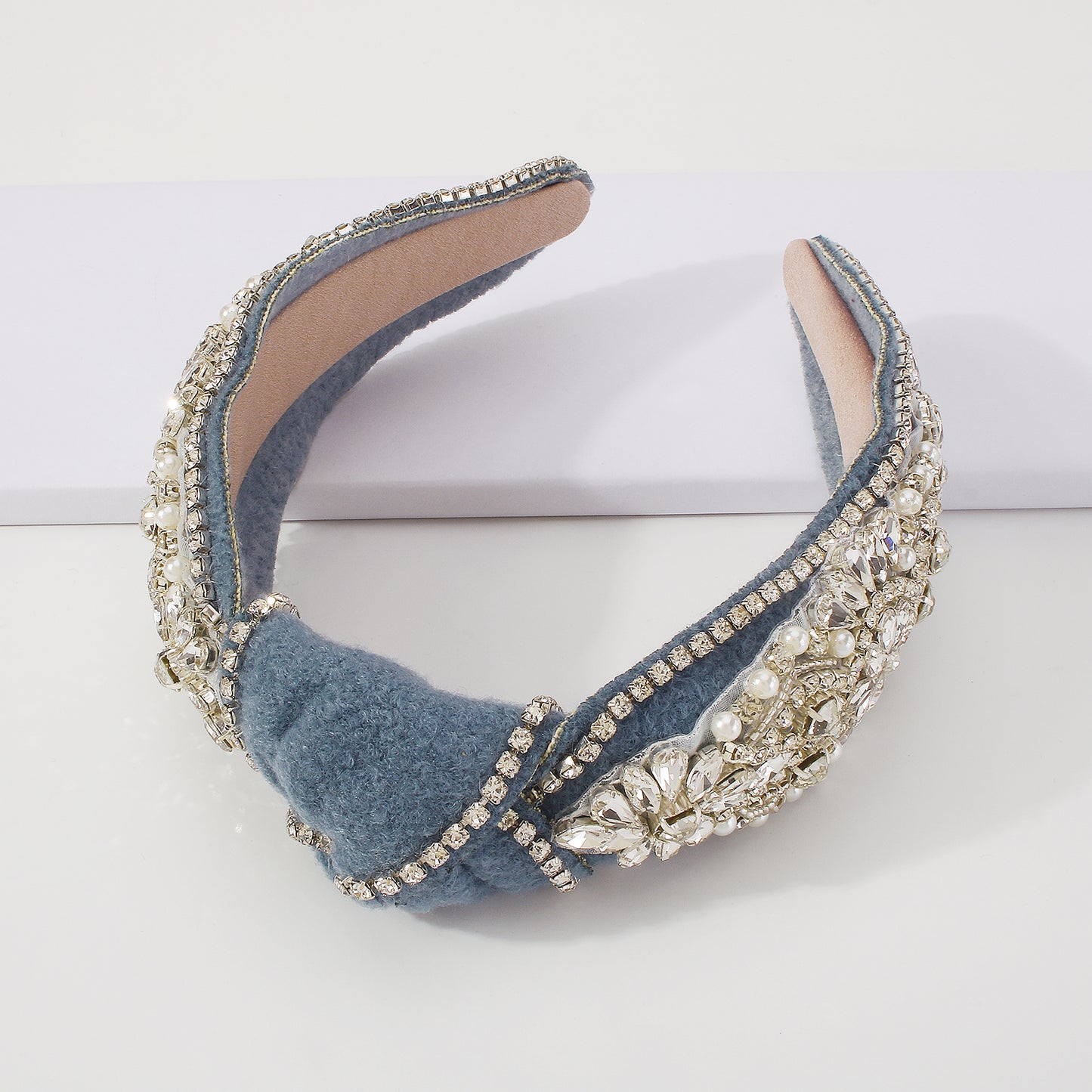 New Winter Felt Full Rhinestone Topknot Headband medyjewelry