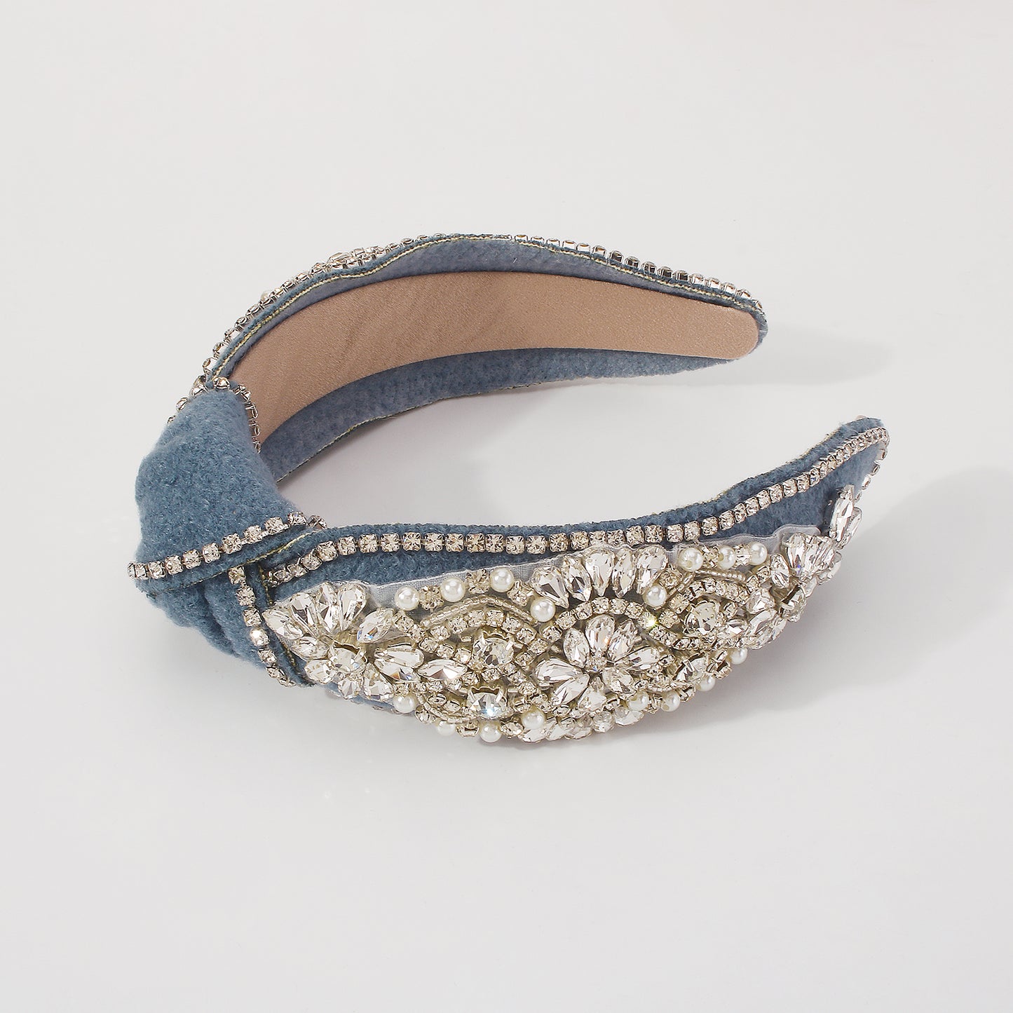 New Winter Felt Full Rhinestone Topknot Headband medyjewelry