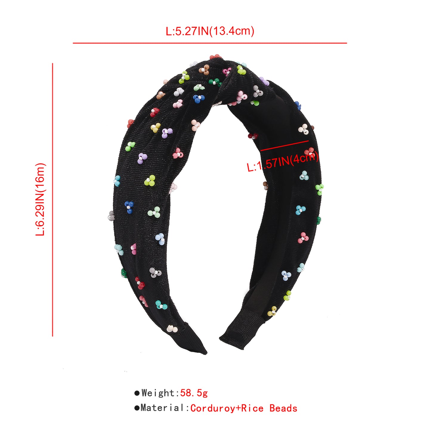 Handmade Colorful Beaded Solid Color Headband medyjewelry