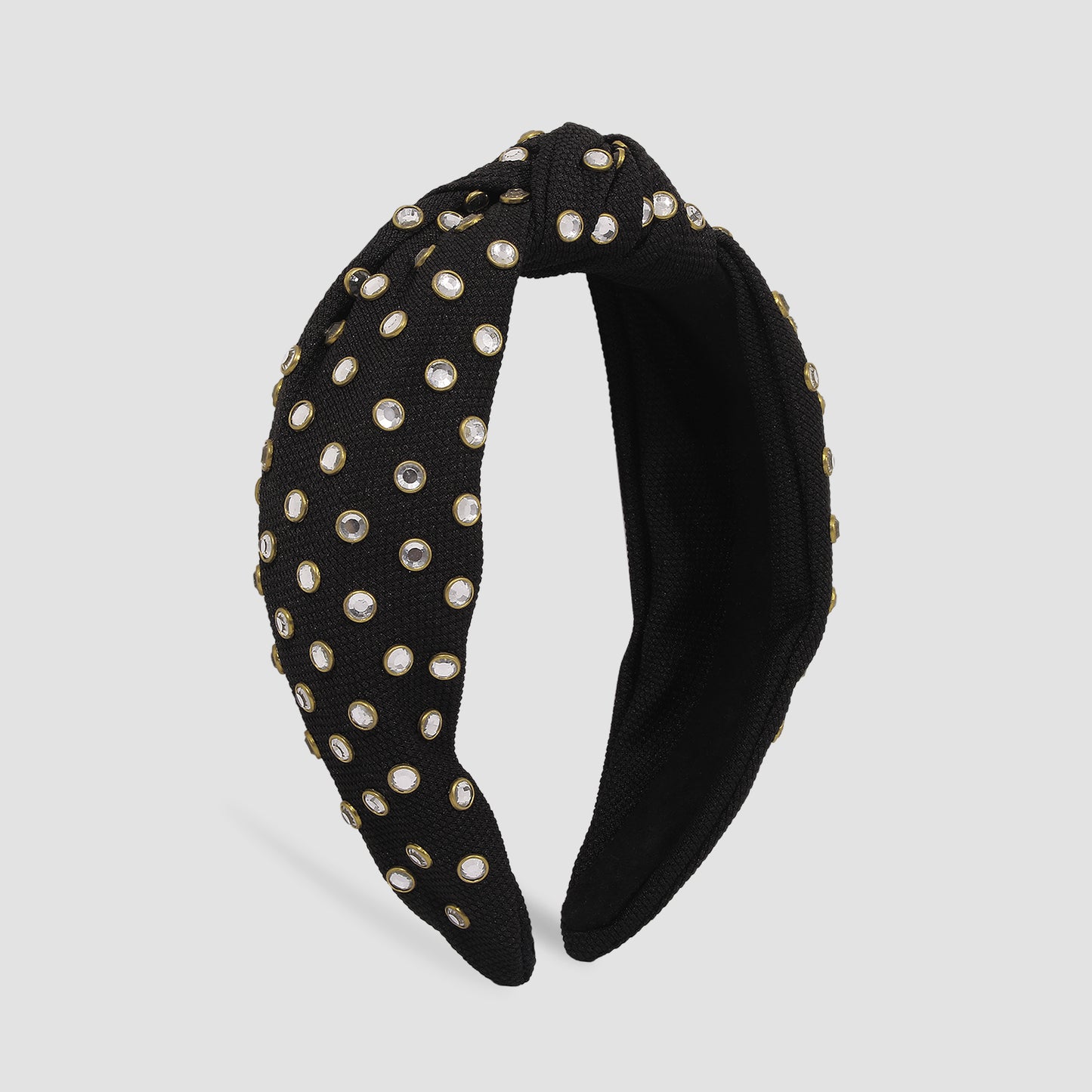 Simple Bright Rhinestone Wide Knotted Headband medyjewelry