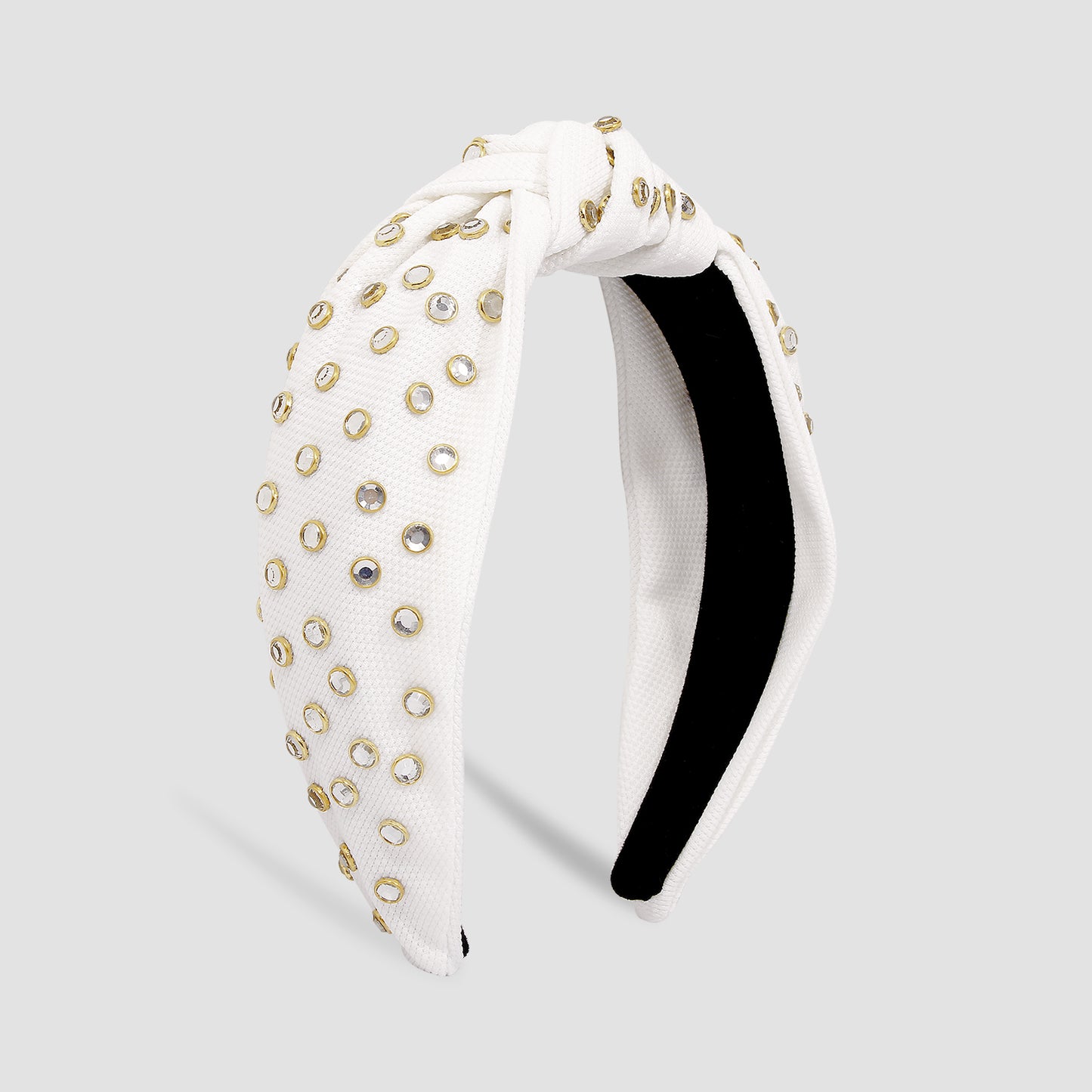 Simple Bright Rhinestone Wide Knotted Headband medyjewelry