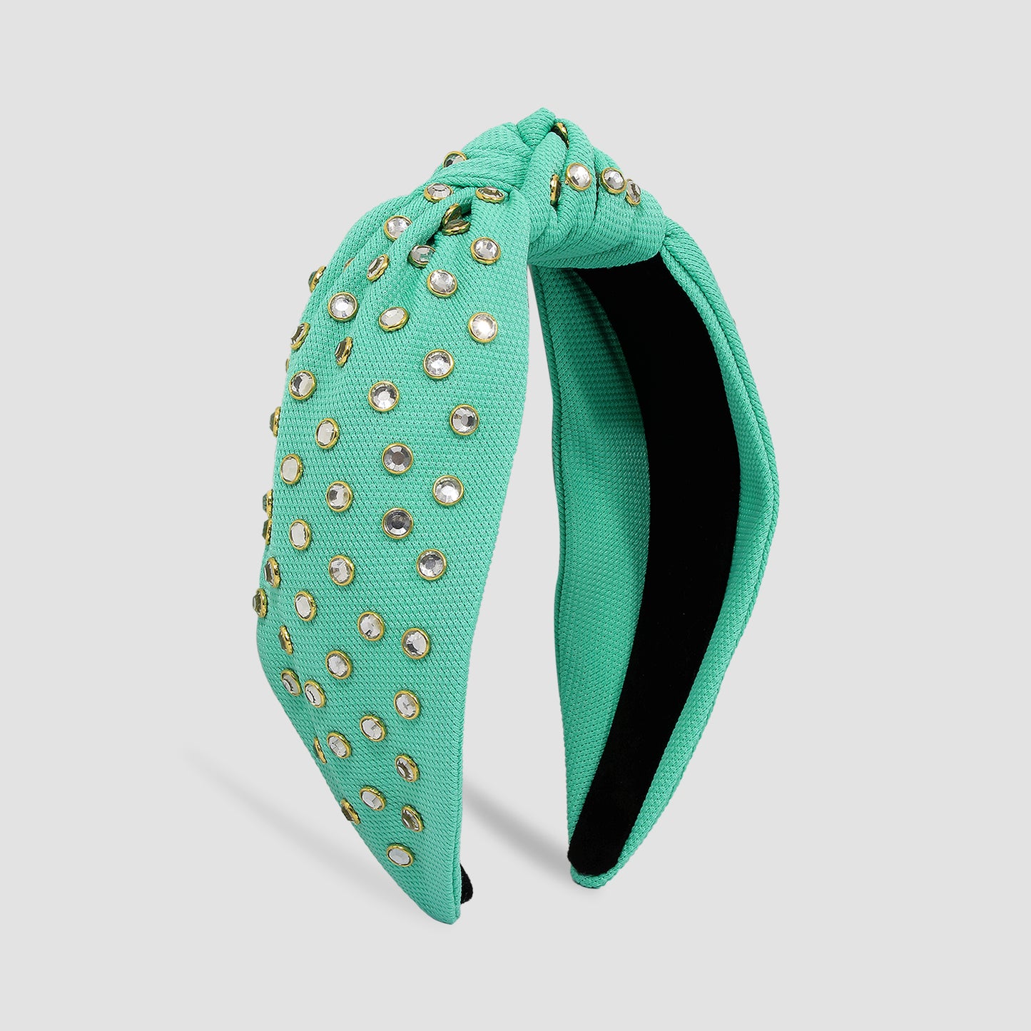 Simple Bright Rhinestone Wide Knotted Headband medyjewelry