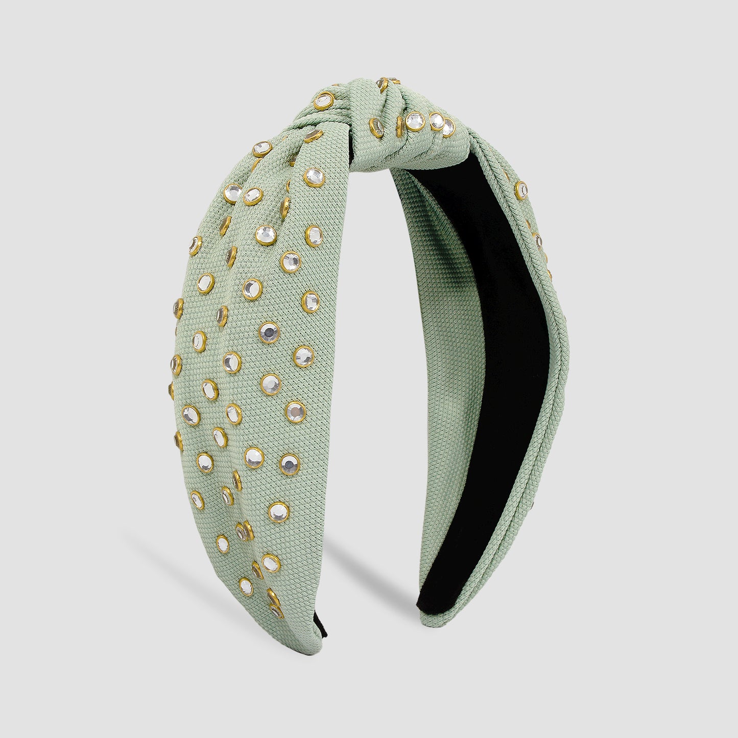 Simple Bright Rhinestone Wide Knotted Headband medyjewelry