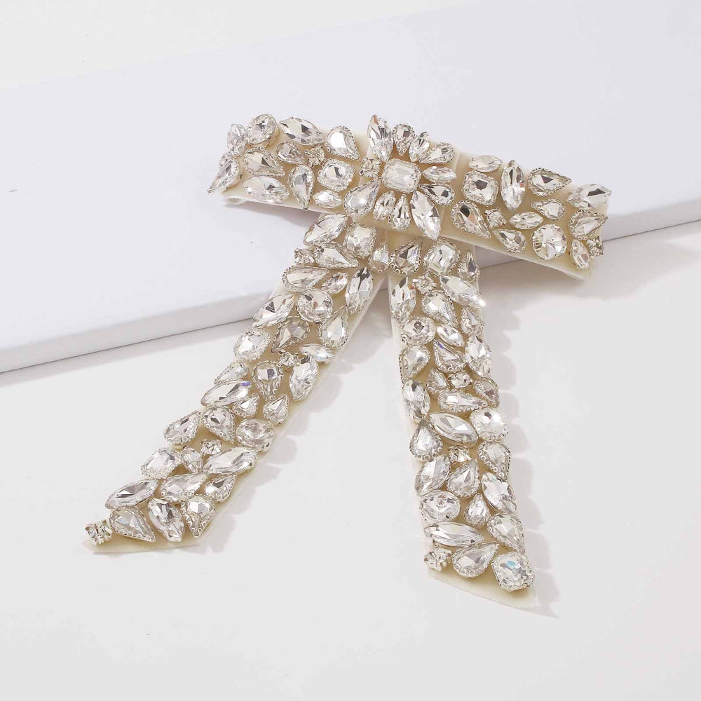 Luxury Full Rhinestone Bow Tie Hair Barrettes medyjewelry