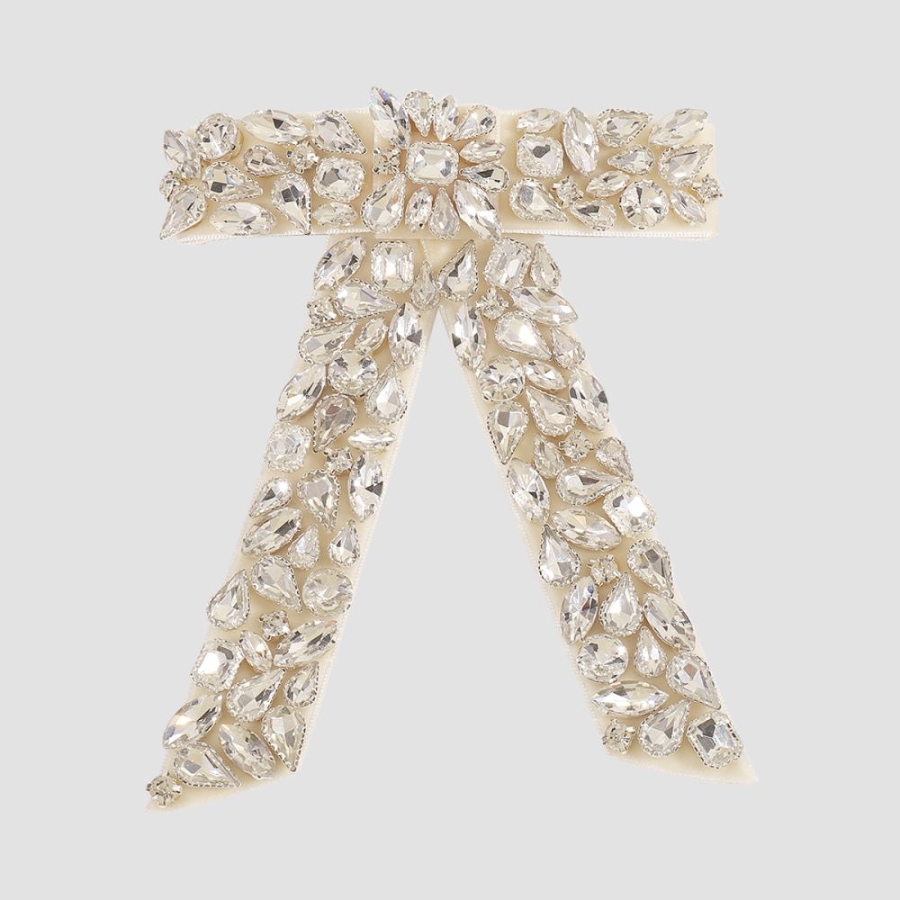 Luxury Full Rhinestone Bow Tie Hair Barrettes medyjewelry