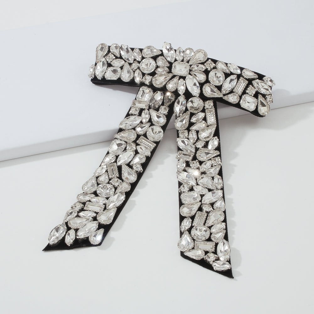 Luxury Full Rhinestone Bow Tie Hair Barrettes medyjewelry