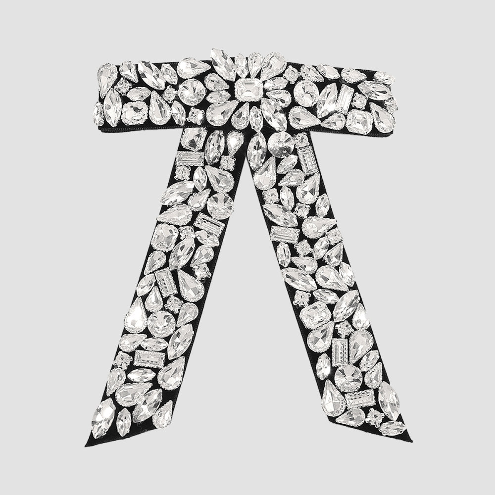 Luxury Full Rhinestone Bow Tie Hair Barrettes medyjewelry