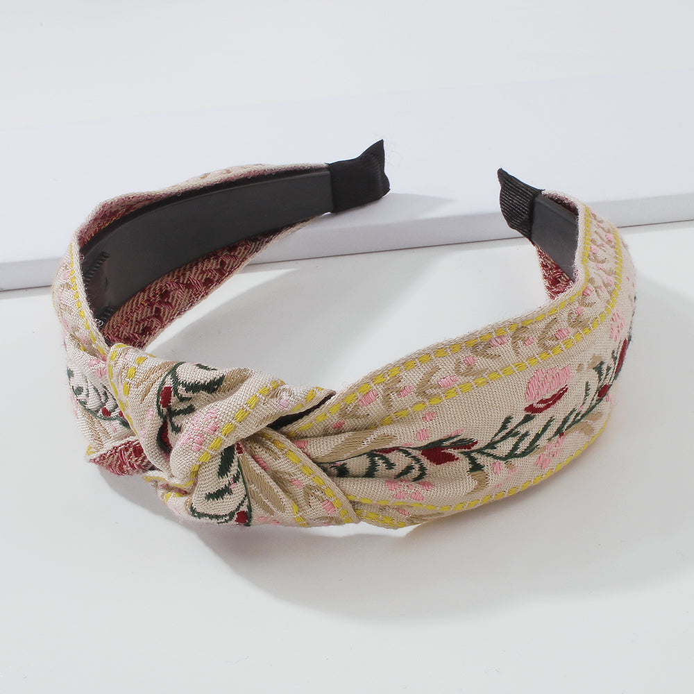 Ethnic Embroidery Flower/Leaf Cross Headband medyjewelry