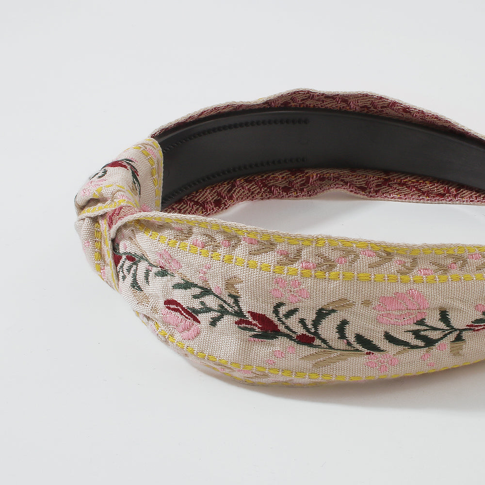 Ethnic Embroidery Flower/Leaf Cross Headband medyjewelry