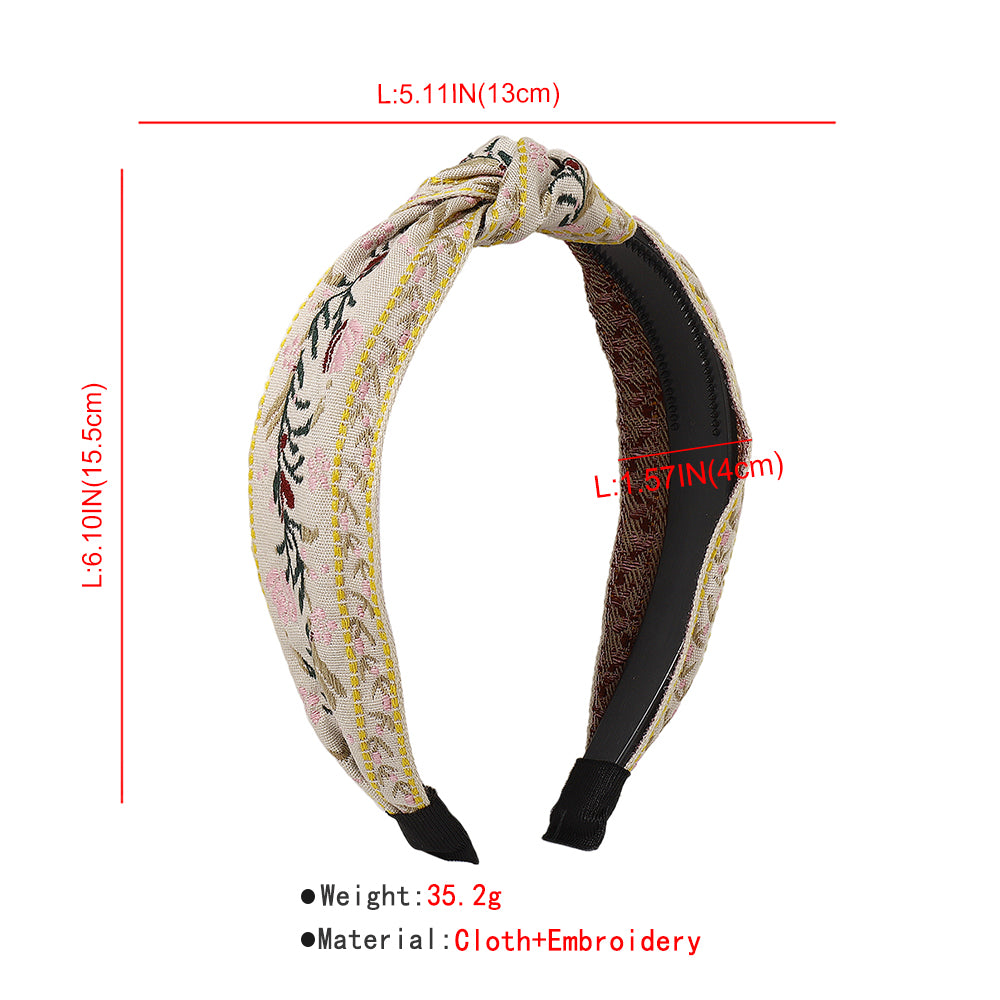 Ethnic Embroidery Flower/Leaf Cross Headband medyjewelry