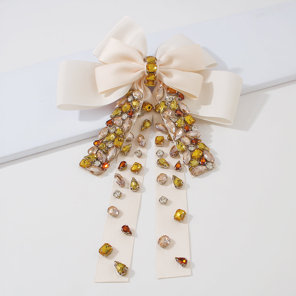 Exaggerated Long Bow With Rhinestones Hair Clip medyjewelry
