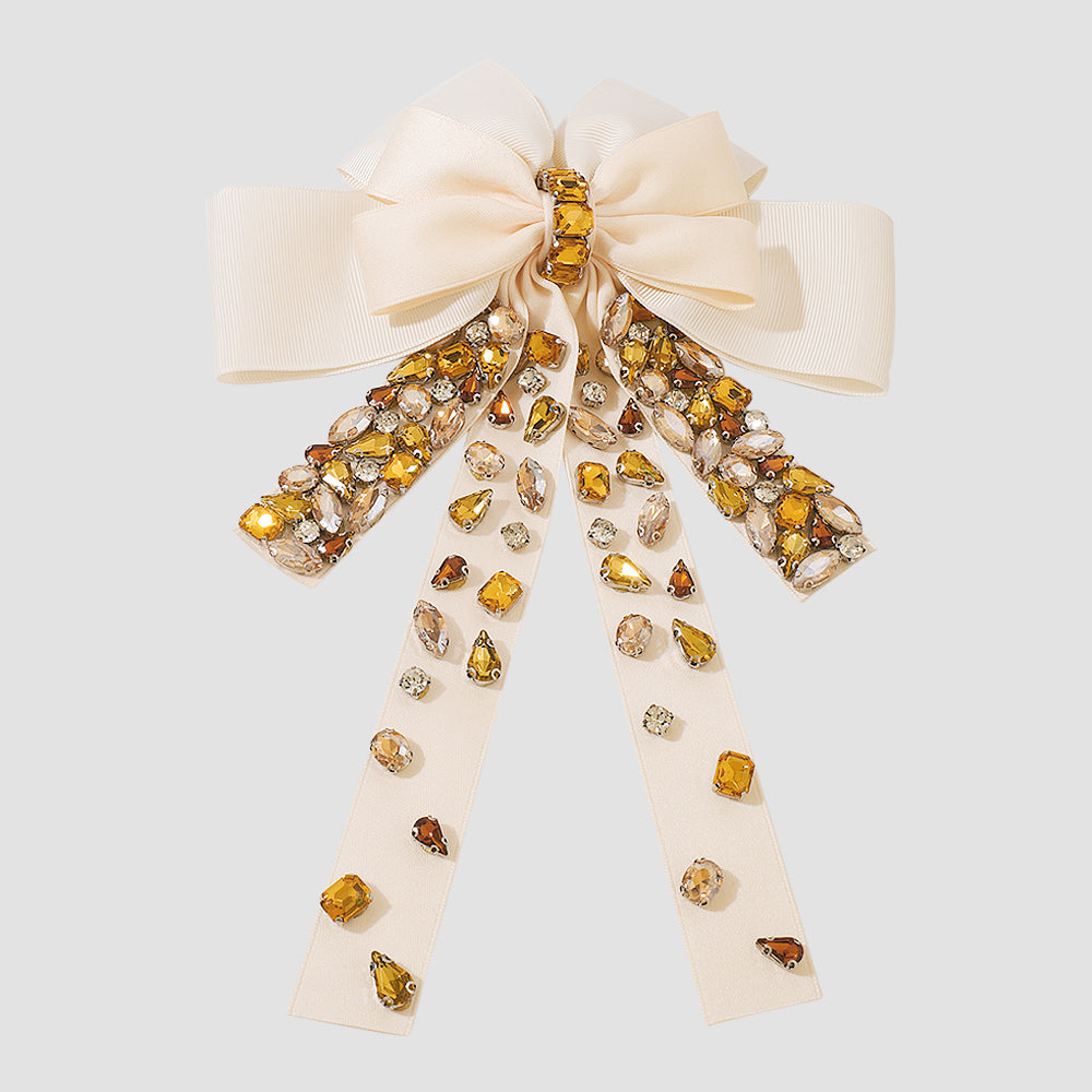 Exaggerated Long Bow With Rhinestones Hair Clip medyjewelry