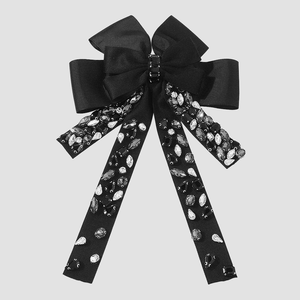 Exaggerated Long Bow With Rhinestones Hair Clip medyjewelry