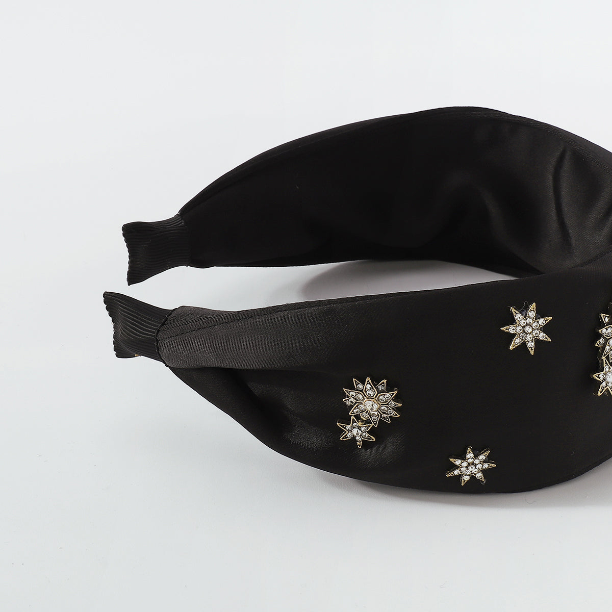 Retro Satin Fabric Rhinestone Cross Headbands medyjewelry