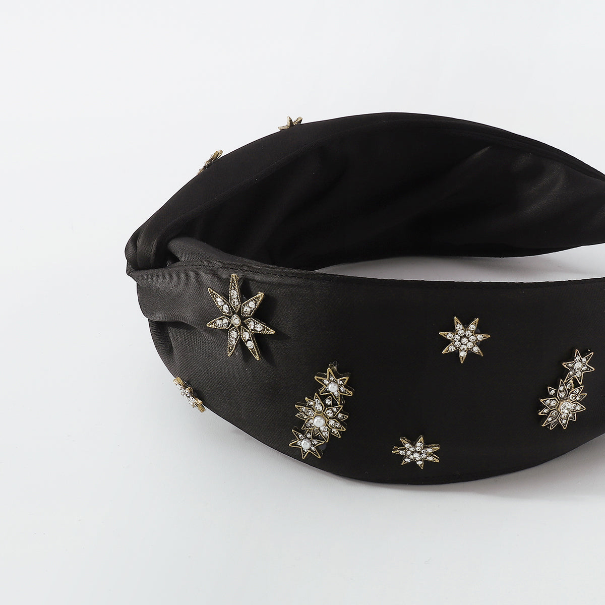 Retro Satin Fabric Rhinestone Cross Headbands medyjewelry