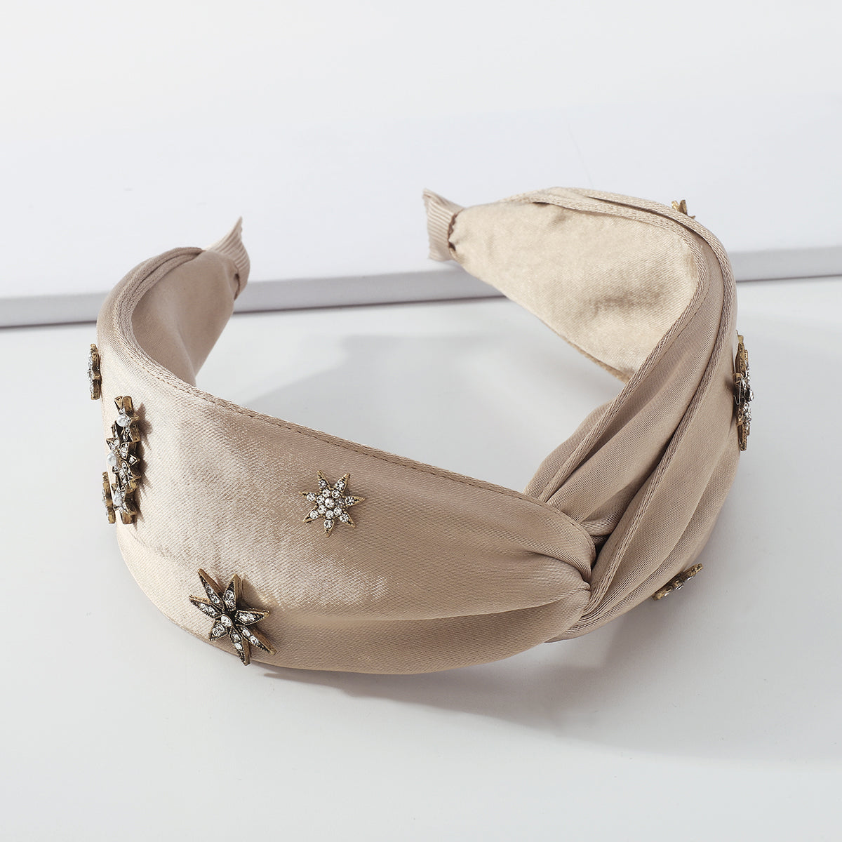 Retro Satin Fabric Rhinestone Cross Headbands medyjewelry