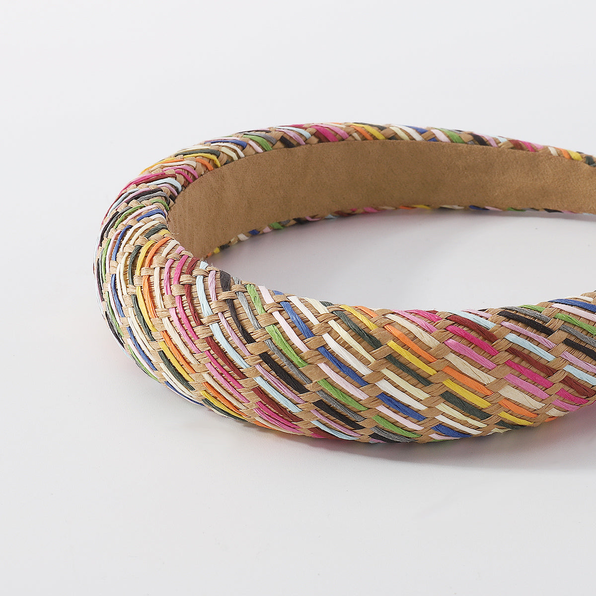 Summer Plaid Raffia Mixed Color Braided Headband medyjewelry