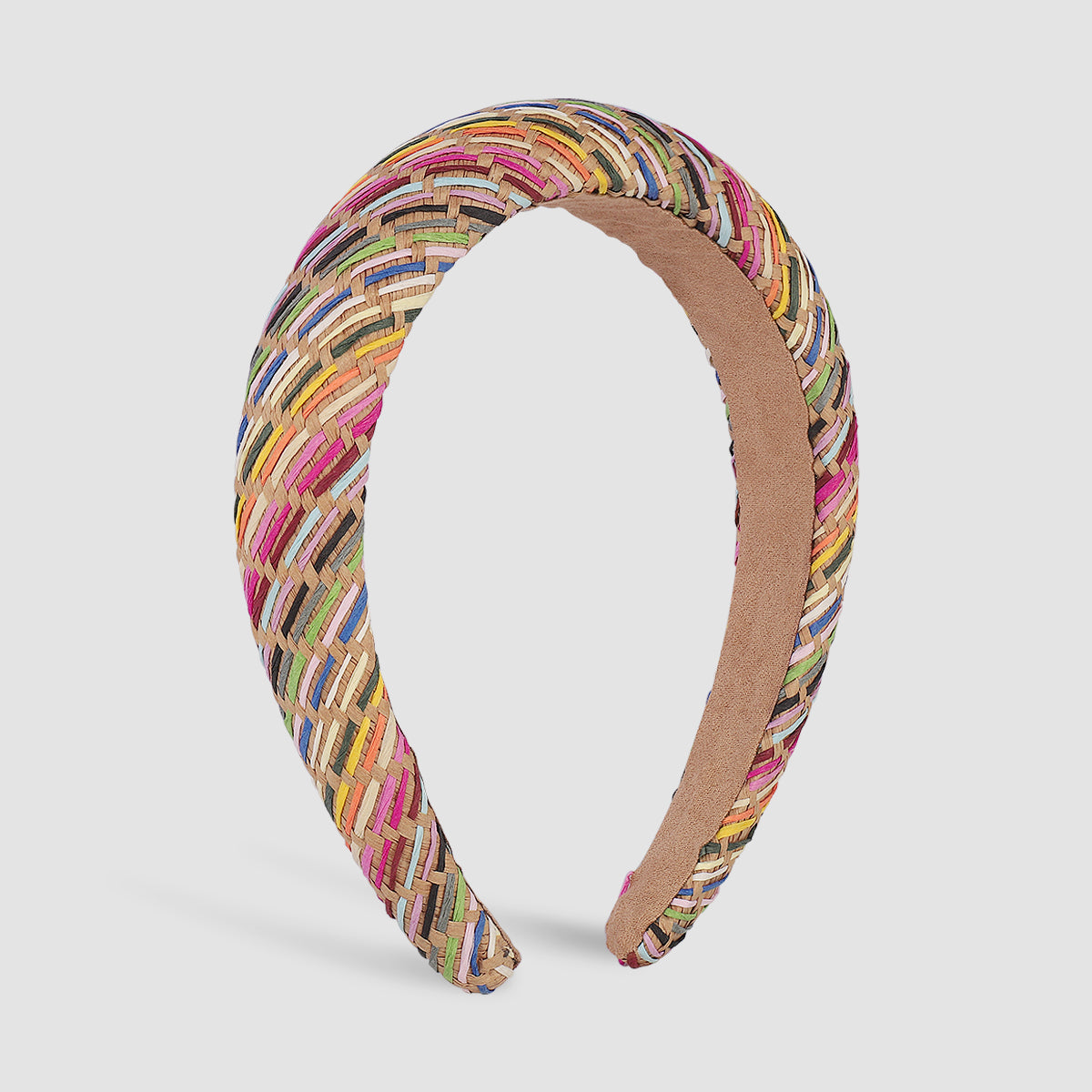 Summer Plaid Raffia Mixed Color Braided Headband medyjewelry