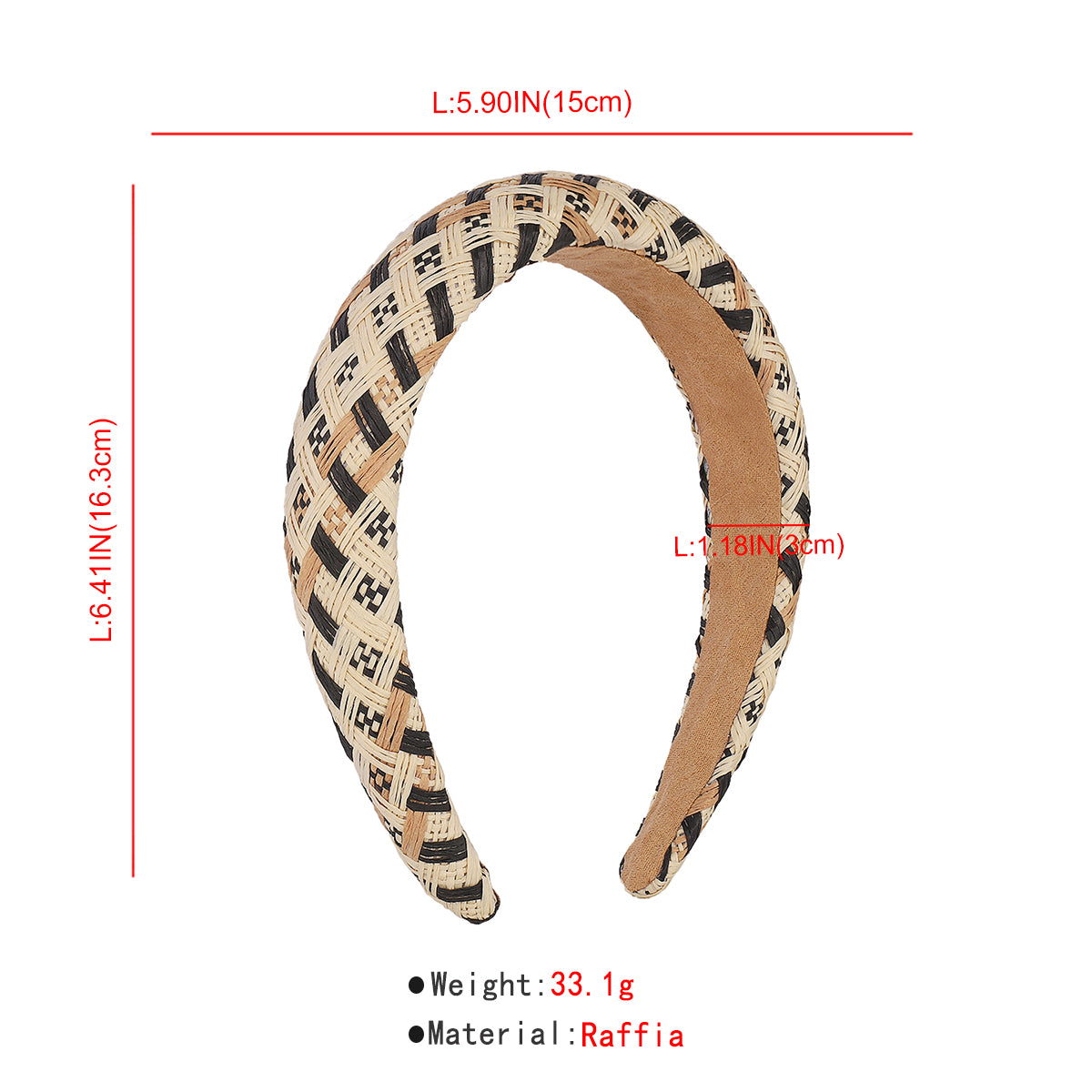 Summer Plaid Raffia Mixed Color Braided Headband medyjewelry