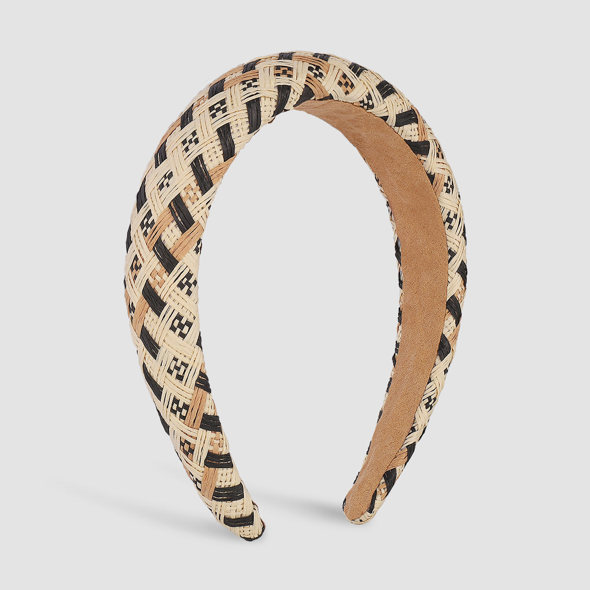 Summer Plaid Raffia Mixed Color Braided Headband medyjewelry