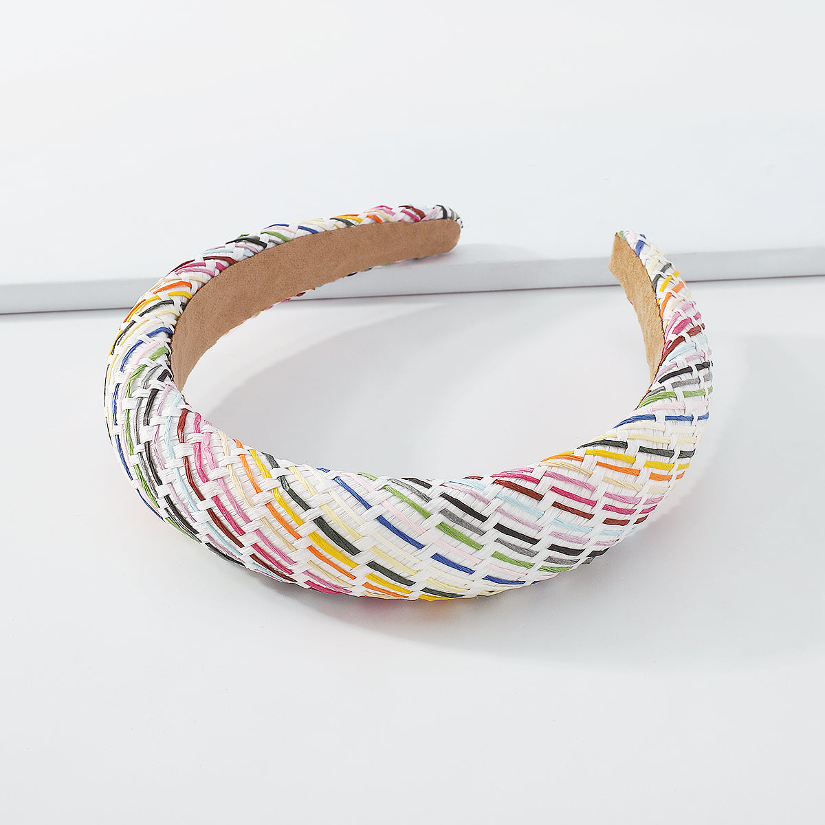 Summer Plaid Raffia Mixed Color Braided Headband medyjewelry