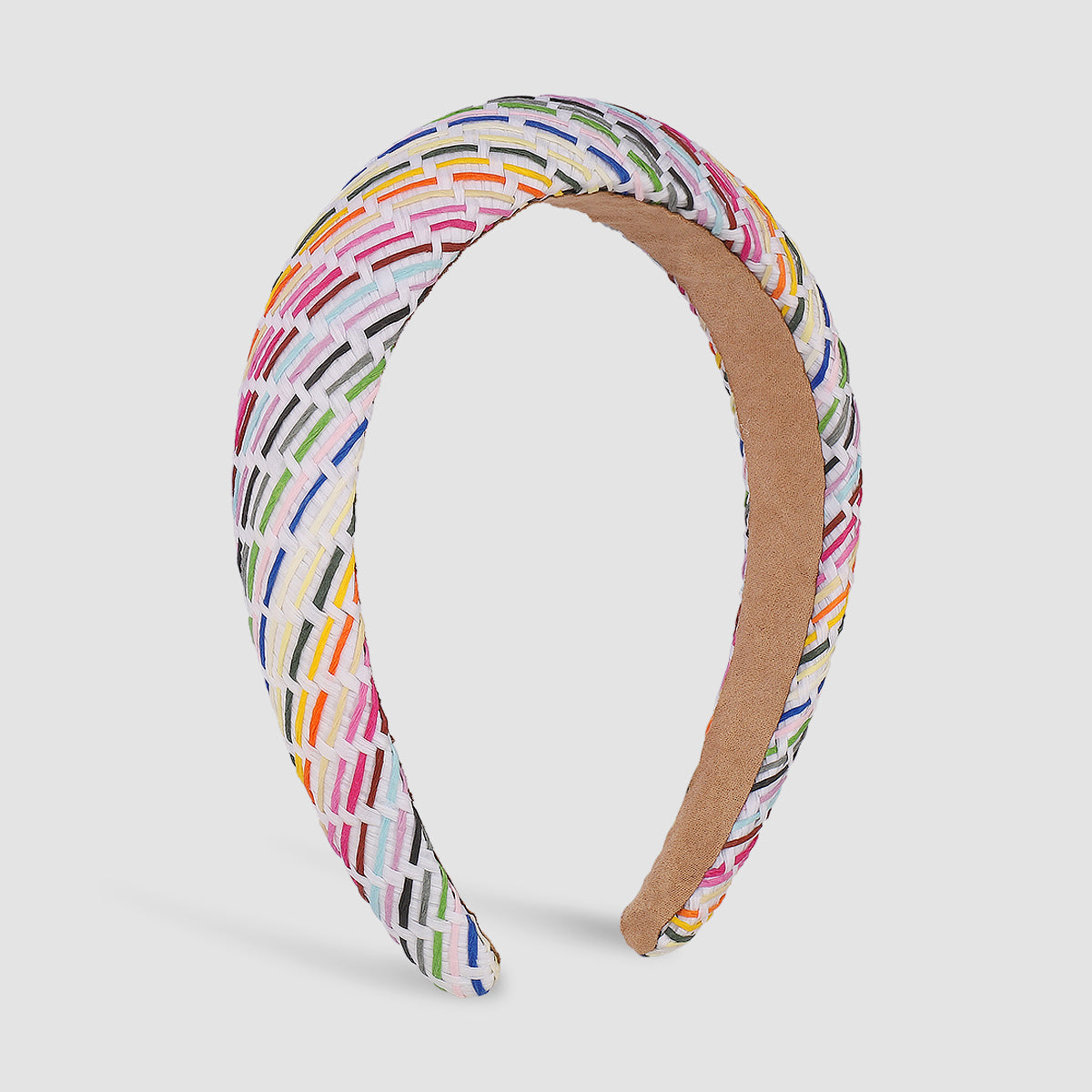 Summer Plaid Raffia Mixed Color Braided Headband medyjewelry