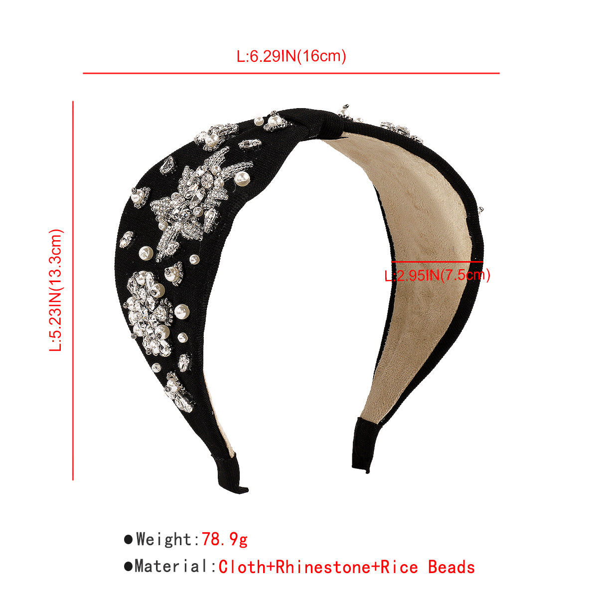Baroque Rhinestone Center Cross Wide Headband medyjewelry