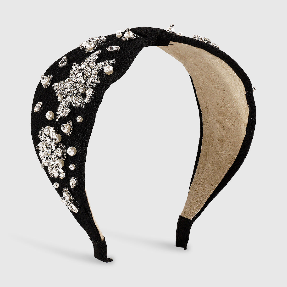 Baroque Rhinestone Center Cross Wide Headband medyjewelry