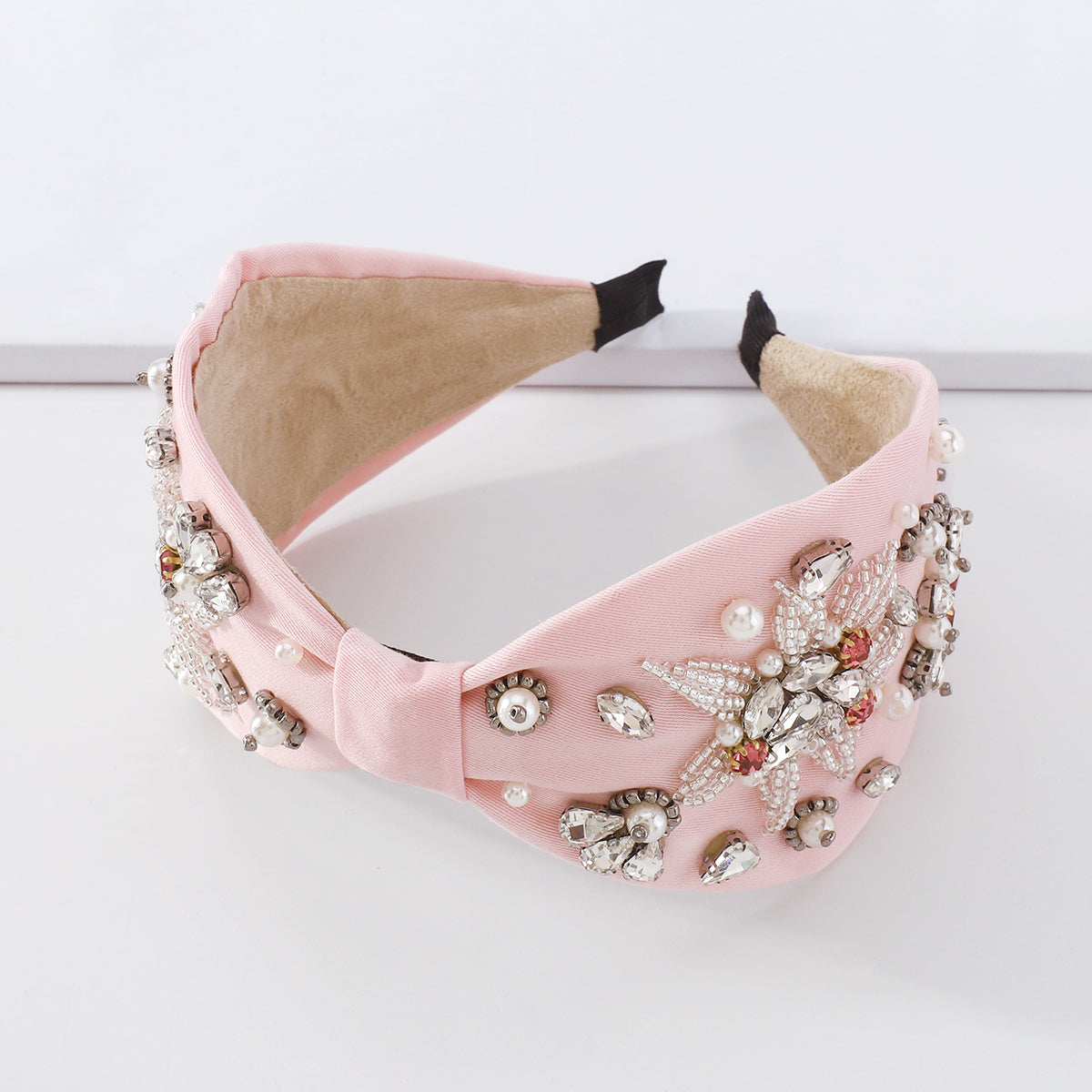 Baroque Rhinestone Center Cross Wide Headband medyjewelry