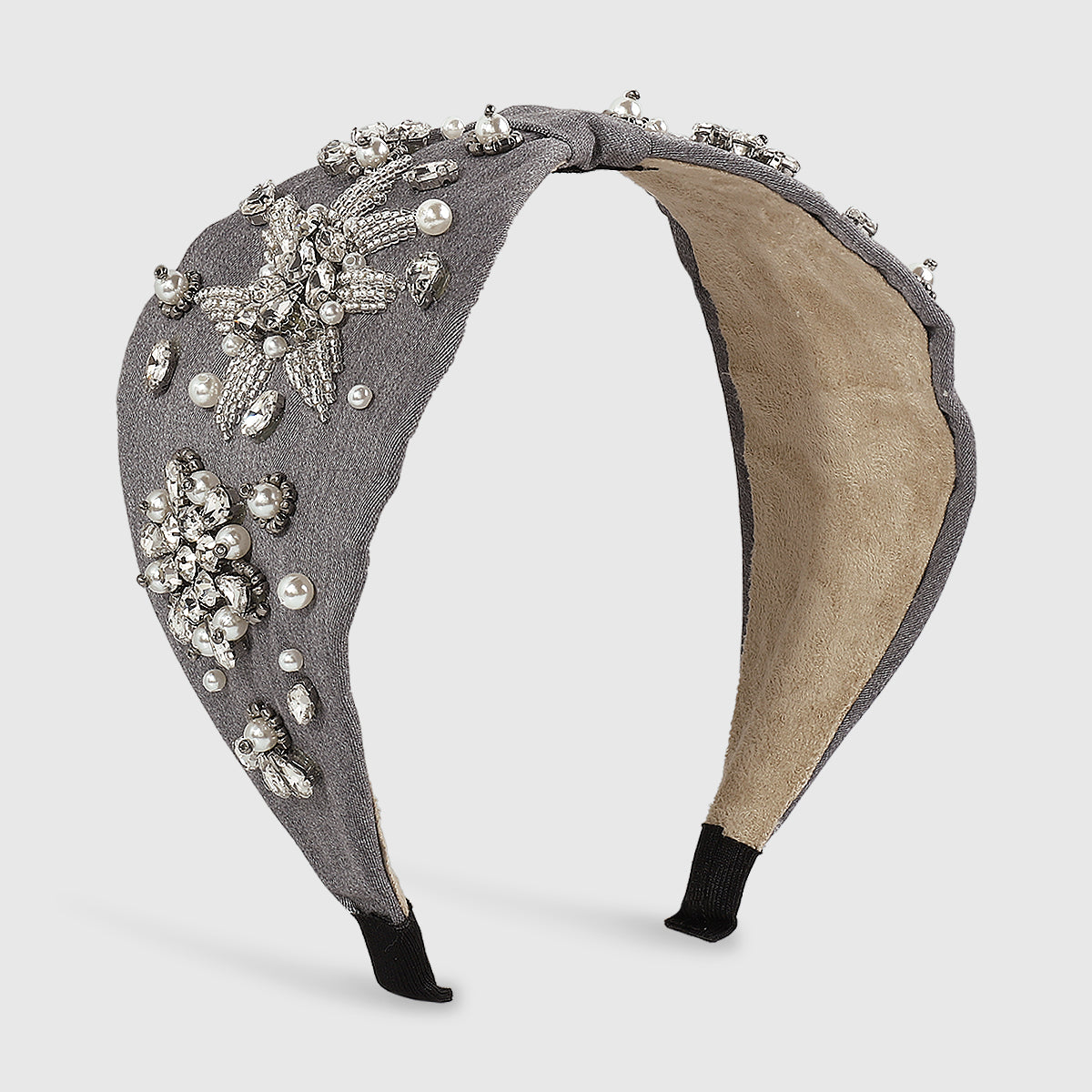 Baroque Rhinestone Center Cross Wide Headband medyjewelry