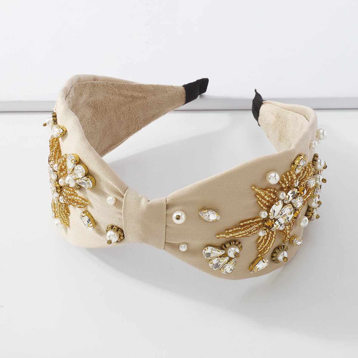 Baroque Rhinestone Center Cross Wide Headband medyjewelry