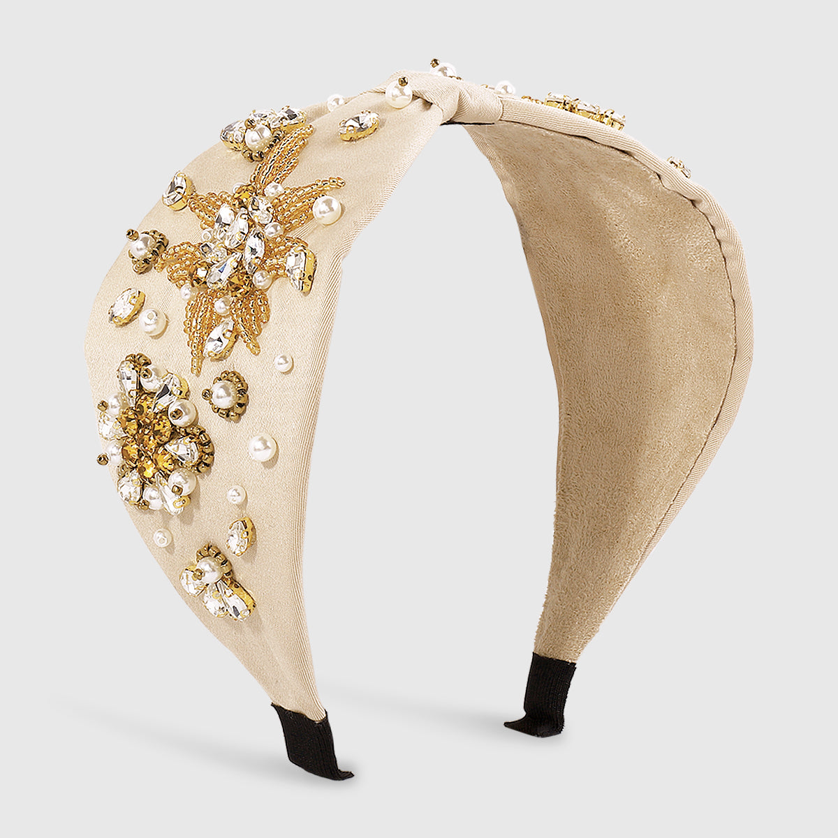 Baroque Rhinestone Center Cross Wide Headband medyjewelry