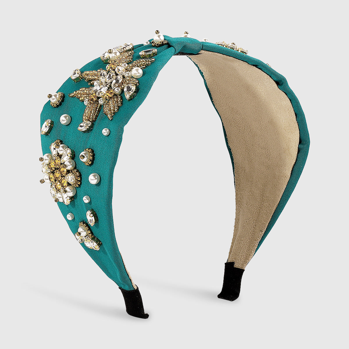 Baroque Rhinestone Center Cross Wide Headband medyjewelry