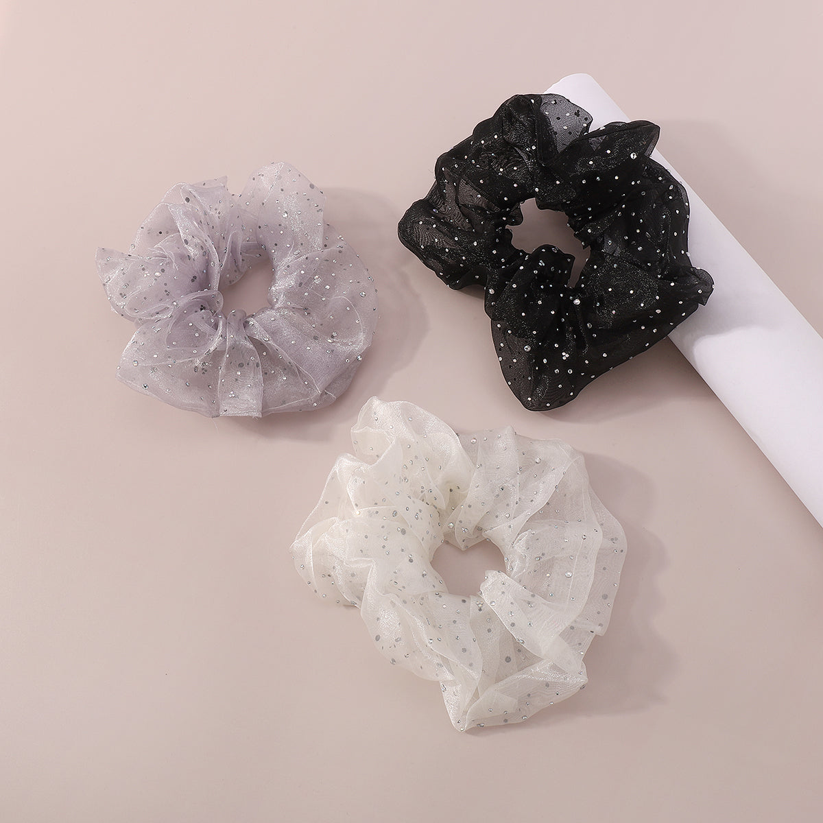 Rhinestone Scrunchie Chiffon Elastic Hair Tie medyjewelry