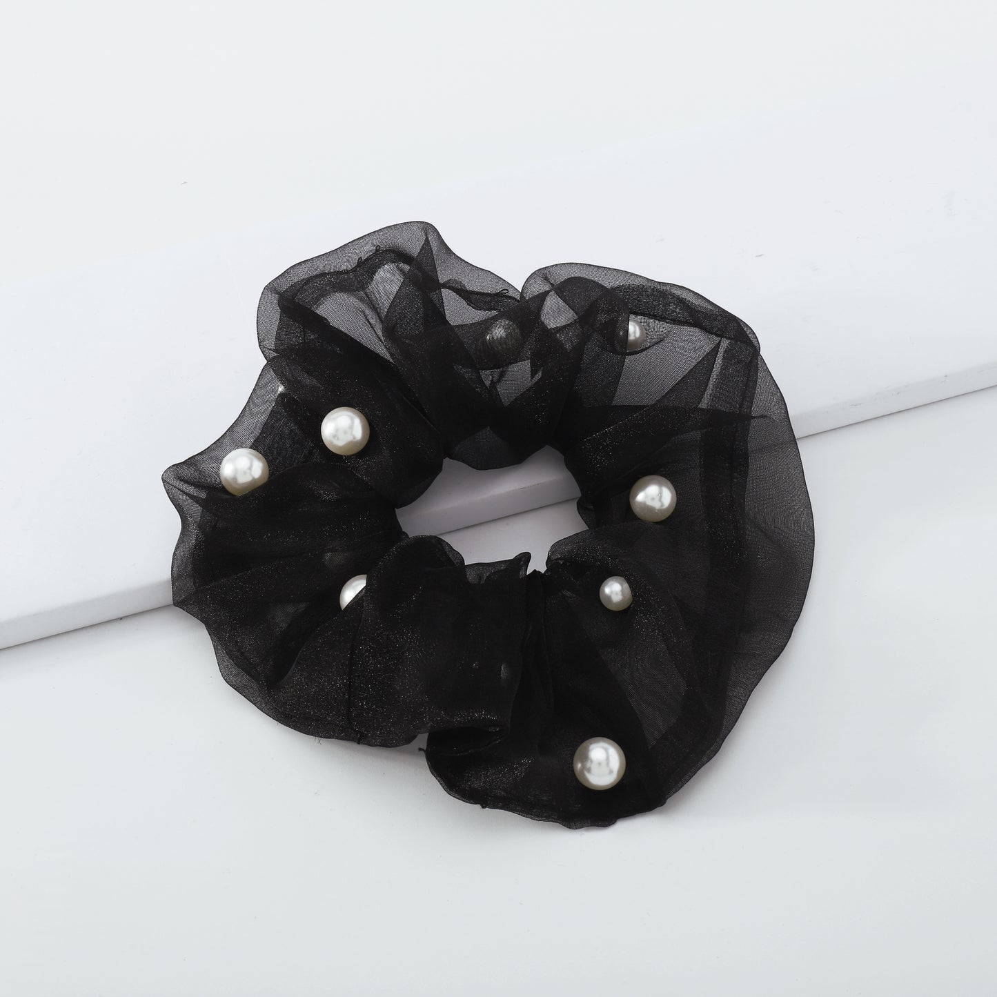 Pearl Scrunchies Chiffon Elastic Hair Ties medyjewelry