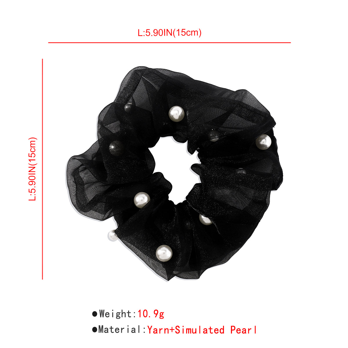 Pearl Scrunchies Chiffon Elastic Hair Ties medyjewelry